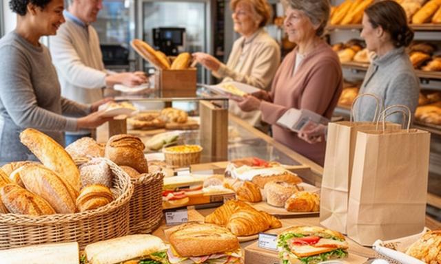 Bakkerij in Lochem met vers lunchassortiment en klanten bij de toonbank